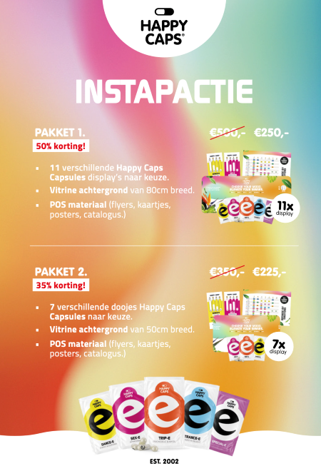 Happy Caps | Instapactie (11 displays) 50% Korting