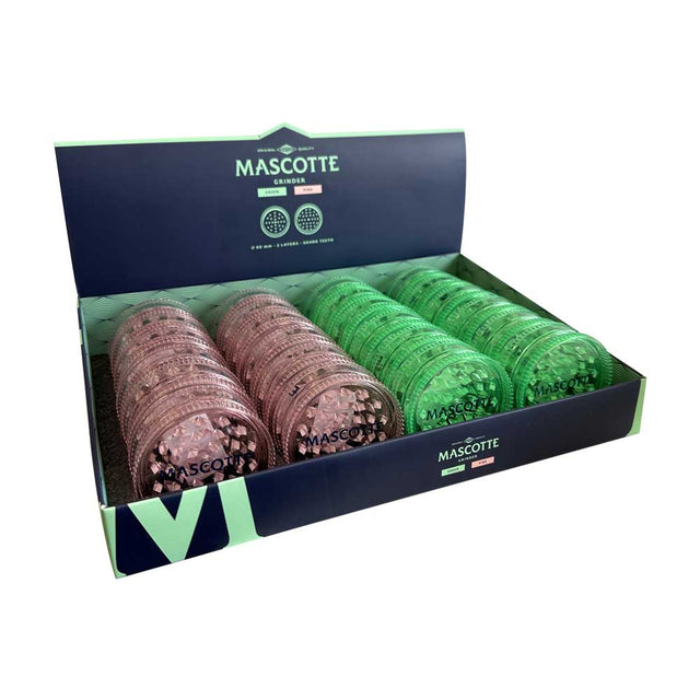 Mascotte Plastic Grinder, 60mm Pink/Green Mix Display/24