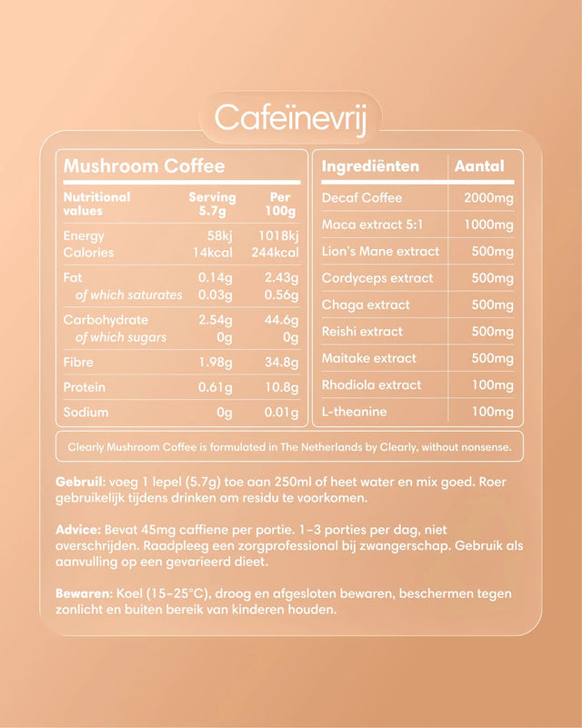 Clearly Mushroom 100% Coffee - DeCaf 171 g (30 servings)