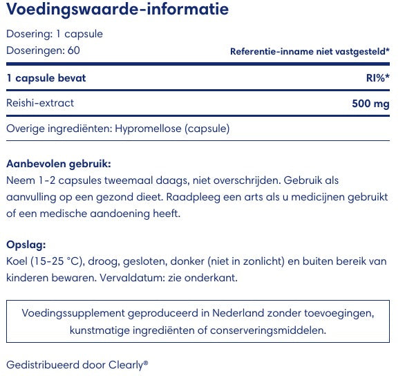 Clearly Reishi Extract - 500 mg (60 capsules)