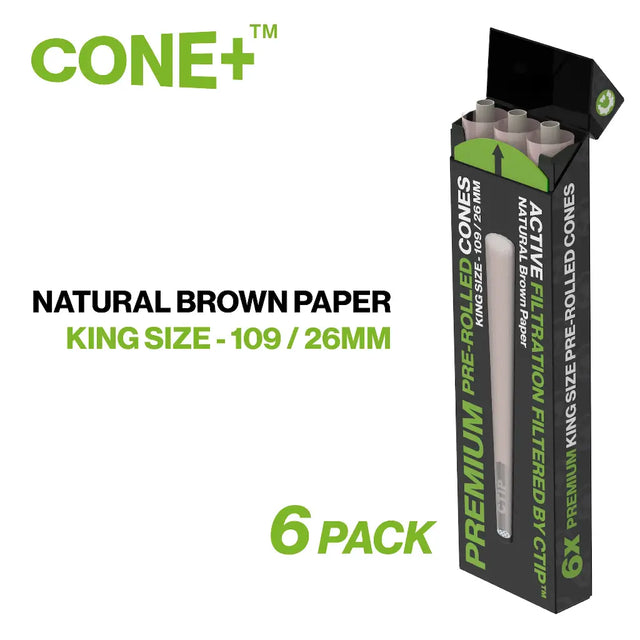CONE+ King Size - Natural Brown 6-pack - 10 Stuks