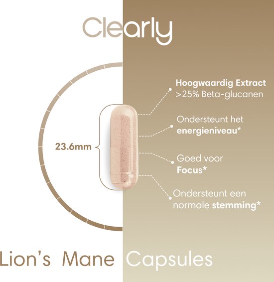 Clearly Lion's Mane Extract - 500 mg  (60 capsules)