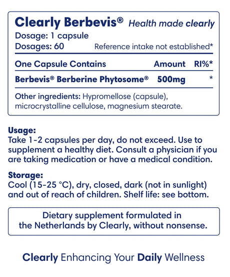 Clearly Berberine Extract  500 mg (60 capsules)