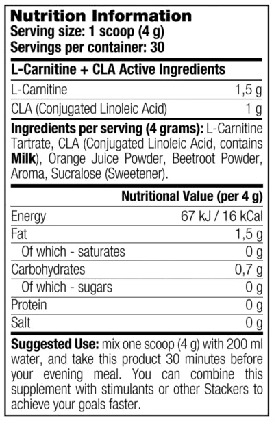 Stacker 2 - Carnitine + CLA (120 gram)