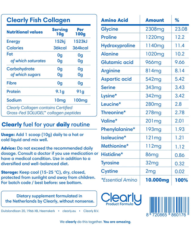 Clearly Fish Collageen - 300 gram (30 servings)