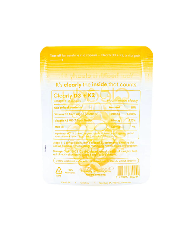 Clearly D3 + K2 - (60 Softgels) - VEGAN