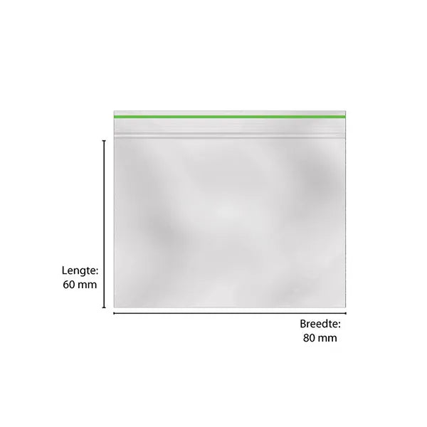 Zip-Lock Bag  80 x 60 mm (1000 stuks) 0.08 mm - Green Line