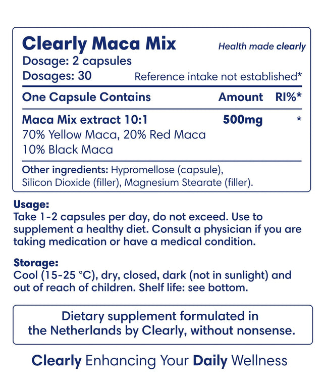 Clearly Maca Extract 500 mg (60 capsules)