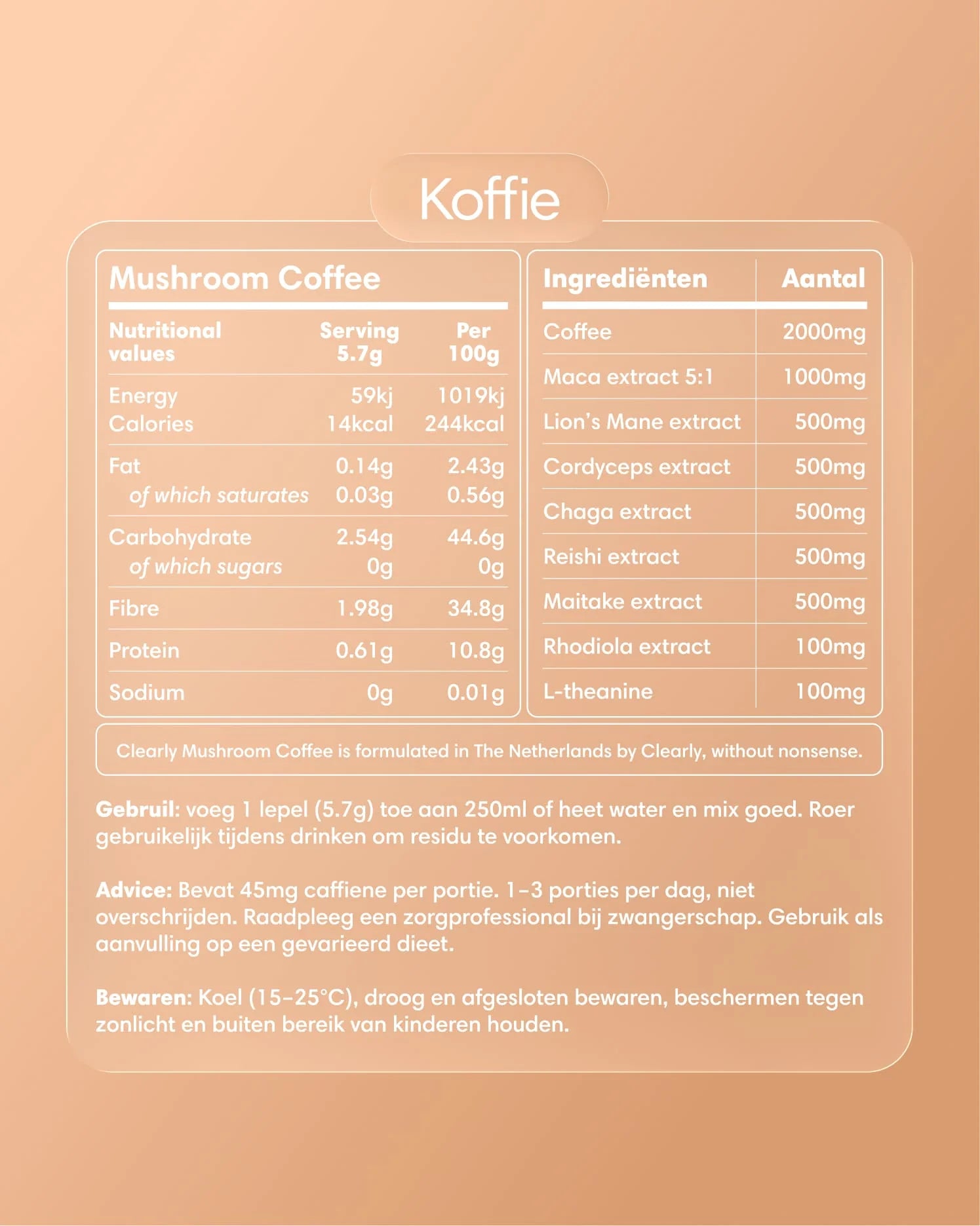 Clearly Mushroom 100% Coffee - DeCaf 171 g (30 servings)