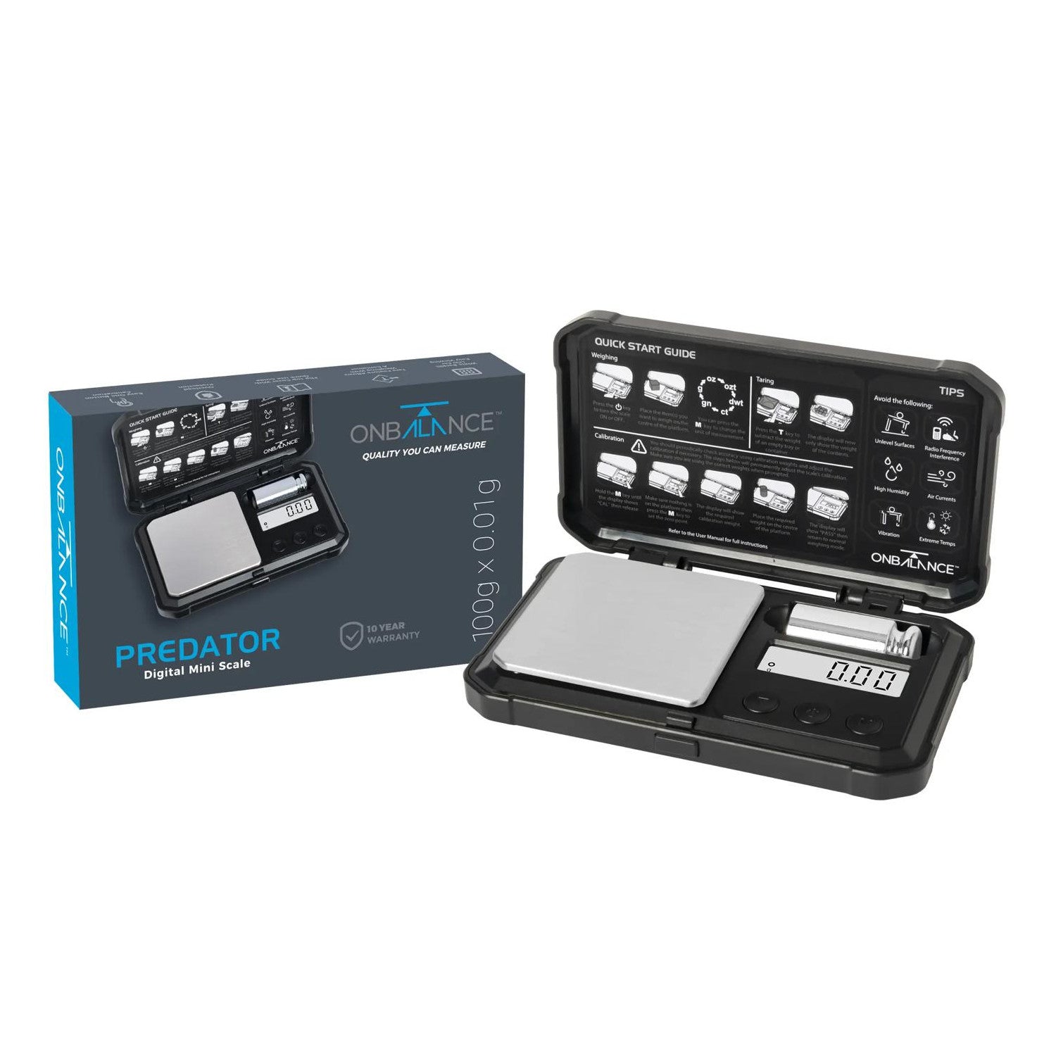 PR-100-BK On Balance PREDATOR Pocket Scale - Black 100g x 20 0.01g