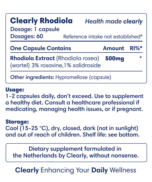 Clearly Rhodiola Extract 500 mg (60 capsules)