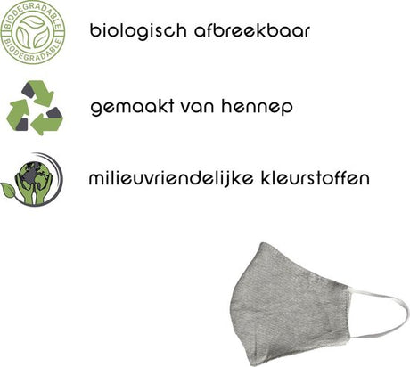 Hennep mondkapjes - 3-laags beschermend masker (10 / 100 stuks)