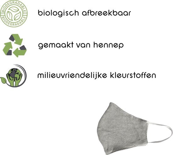 Hennep mondkapjes - 3-laags beschermend masker (10 / 100 stuks)